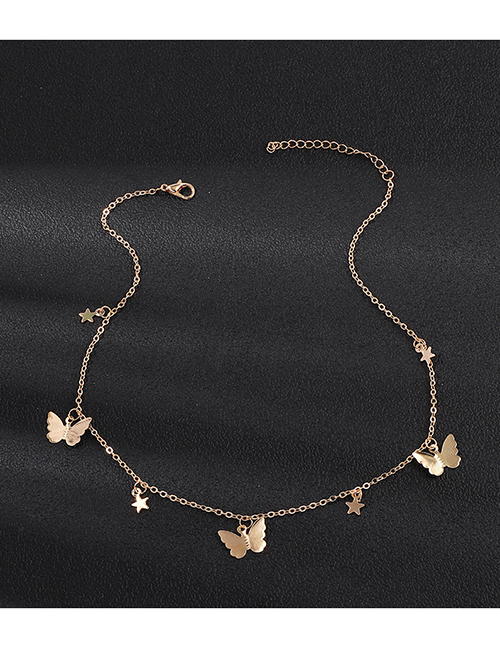 Fashion Golden Butterfly Pentagram Necklace