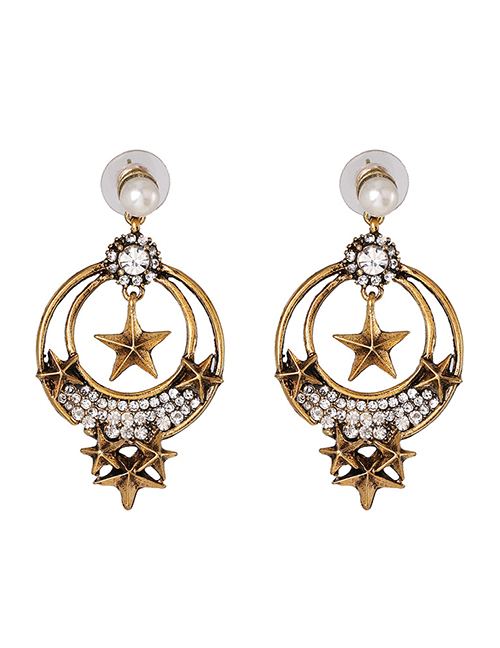 Fashion Gold Geometric Five-pointed Star Stud