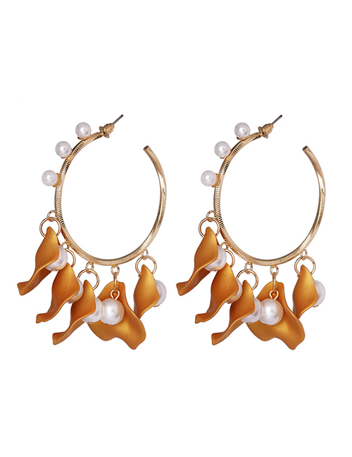 Fashion Orange Petal C-shaped Earrings