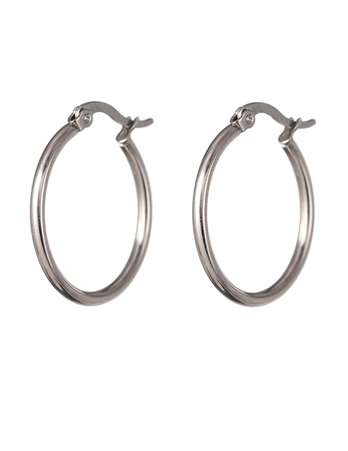 Fashion 2.5cm Silver Circle Earrings