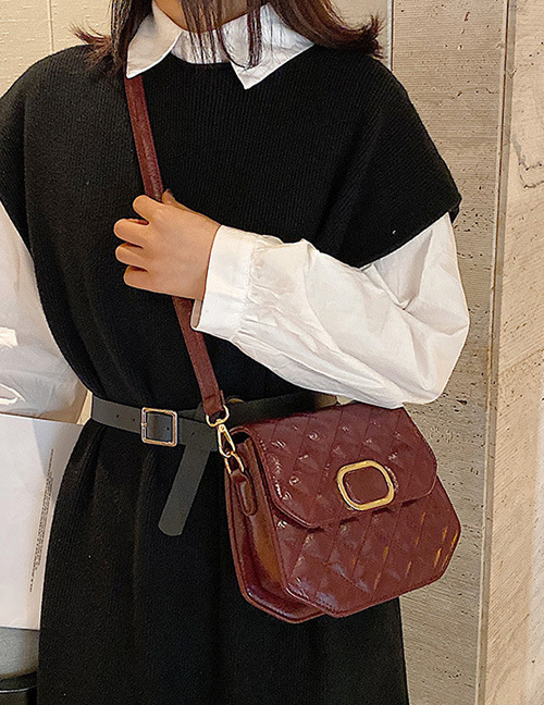Fashion Red Wine Lingge Single Shoulder Messenger Bag