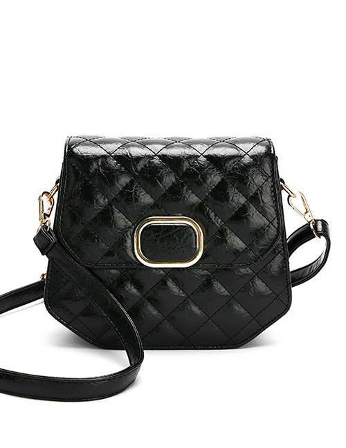 Fashion Black Lingge Single Shoulder Messenger Bag