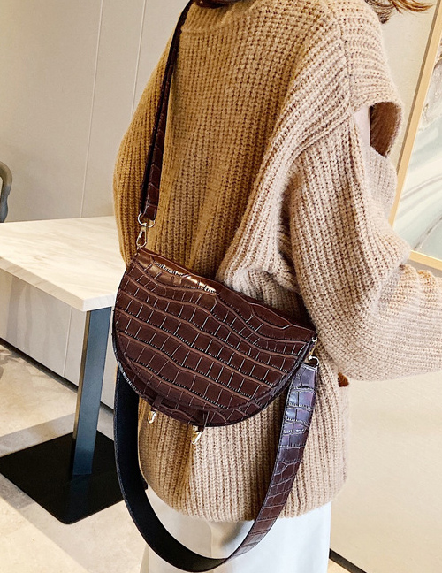 Fashion Brown Stone Pattern Shoulder Messenger Bag
