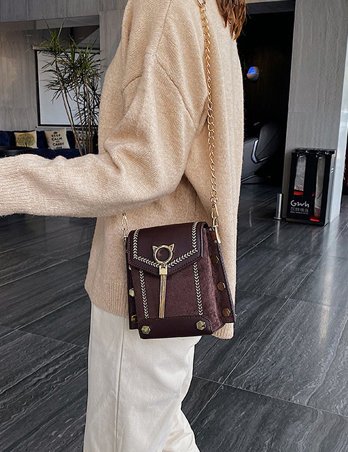 Fashion Coffee Color Chain Shoulder Messenger Bag
