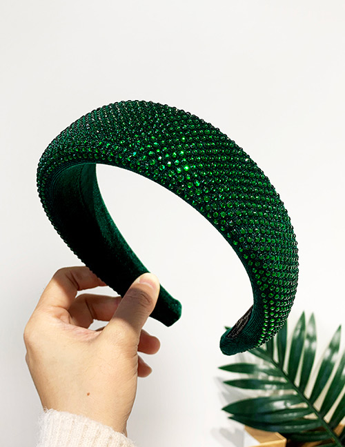 Fashion Green Sponge Full Diamond Headband