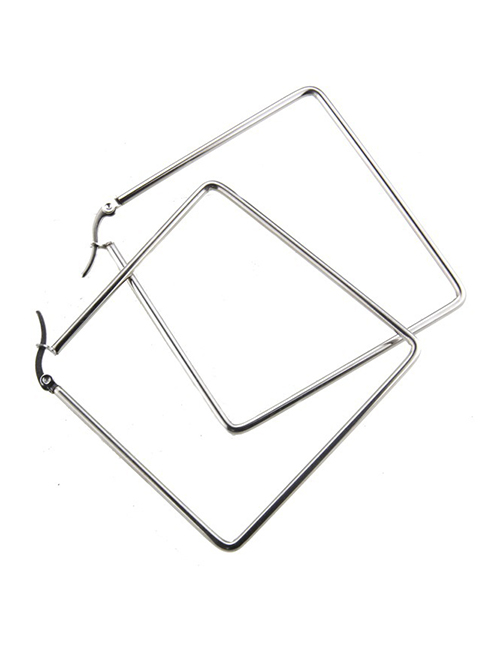 Fashion Platinum-plated Stainless Steel Square Earrings