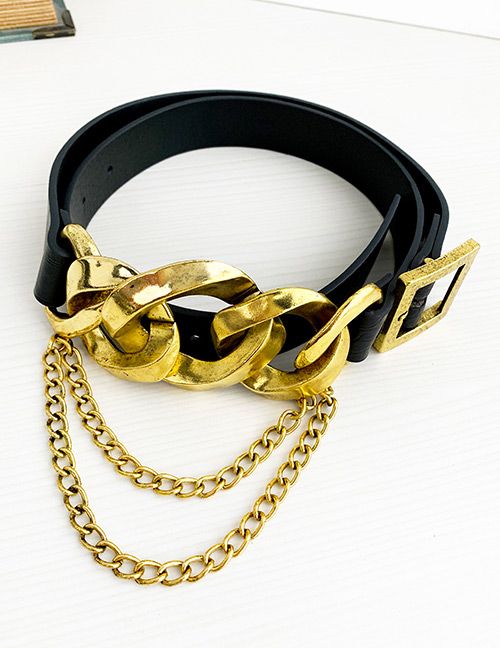 Fashion  Alloy Pu Chain Stitching Belt