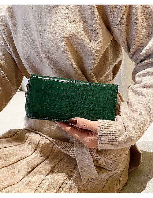 Fashion Green Stone Pattern Long 2 Fold Wallet