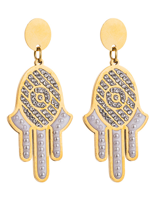 Fashion Golden 14k Palm Stainless Steel Diamond Earrings