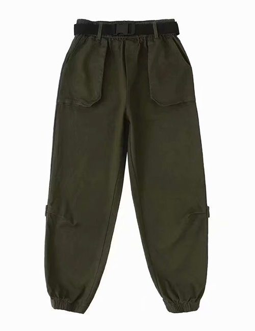 Fashion Army Green Gathered Overalls