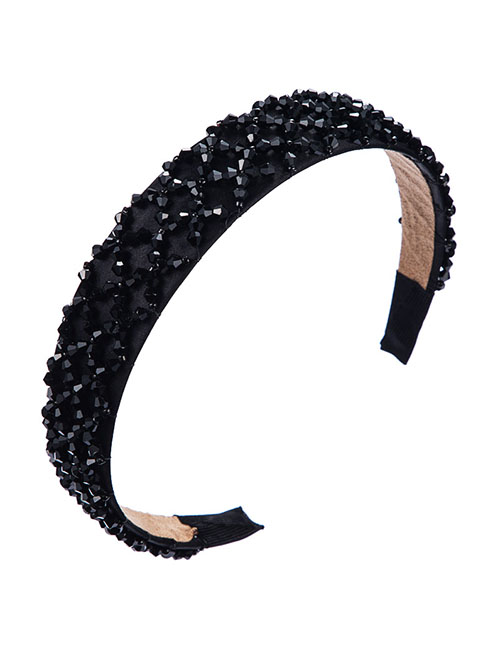 Fashion Black Fabric Hoop With Crystal Pure Wide Edge Headband