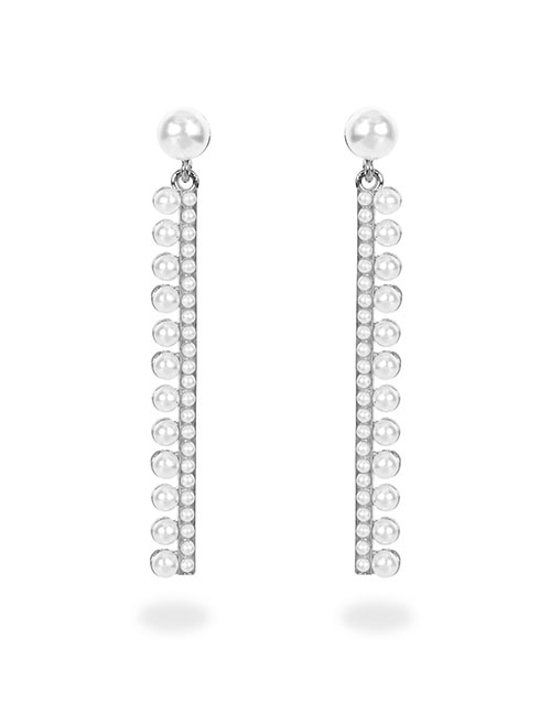 Fashion White K I-shaped Faux Pearl Earrings