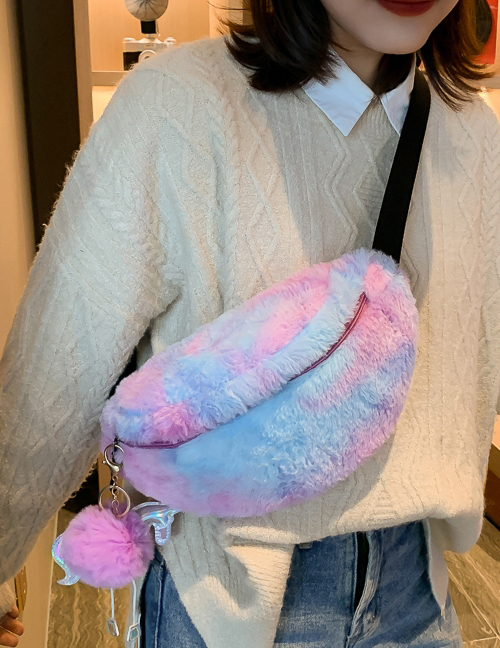 Fashion Purple Plush Pegasus Diagonal Shoulder Bag