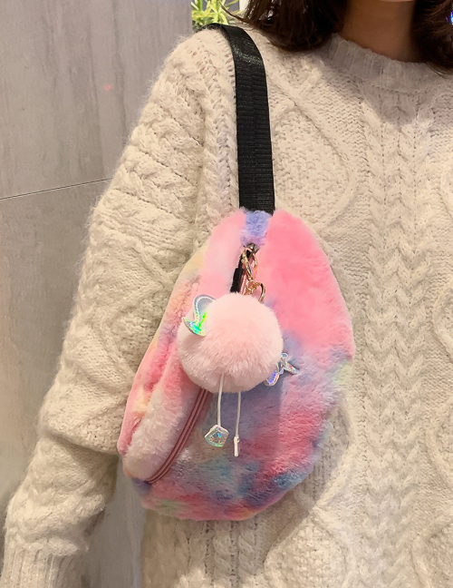 Fashion Pink Plush Pegasus Diagonal Shoulder Bag