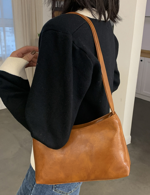 Fashion Light Brown Soft Leather Shoulder Bag