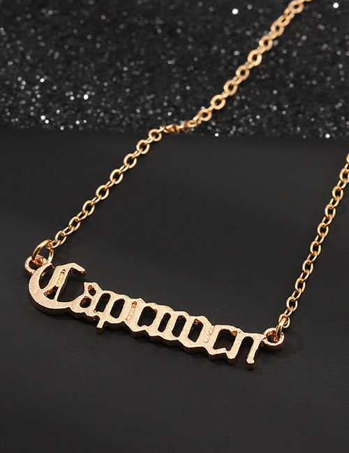 Fashion Golden Capricorn Alphabet Necklace