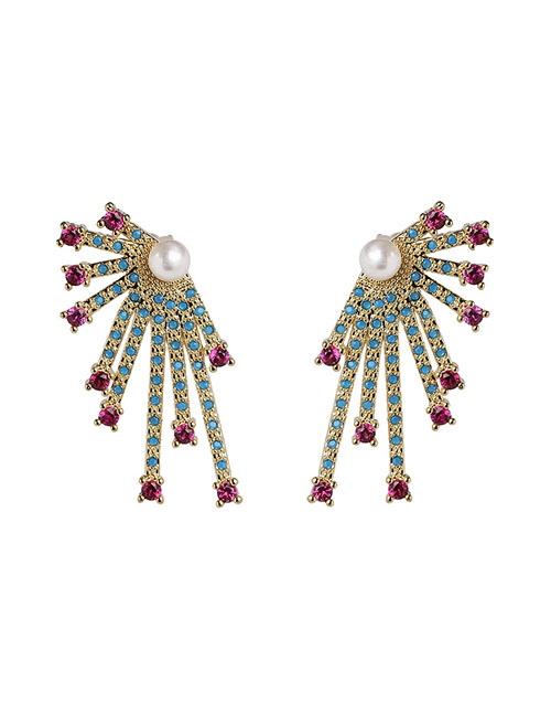 Fashion Color Pearl Earrings With Diamonds