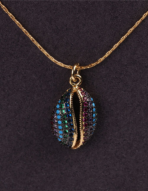 Fashion Color Diamond Serrated Shell Necklace