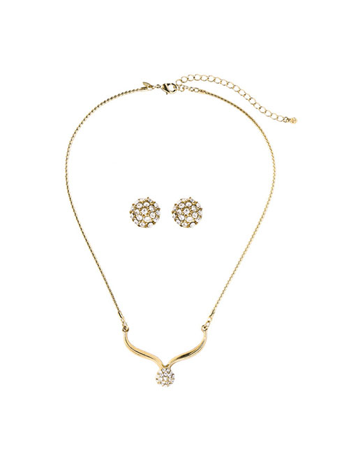 Fashion Necklace Set Geometric Diamond Necklace Set