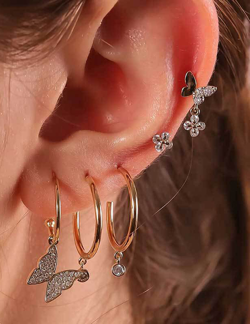 Fashion Golden Butterfly Stud Earring Set