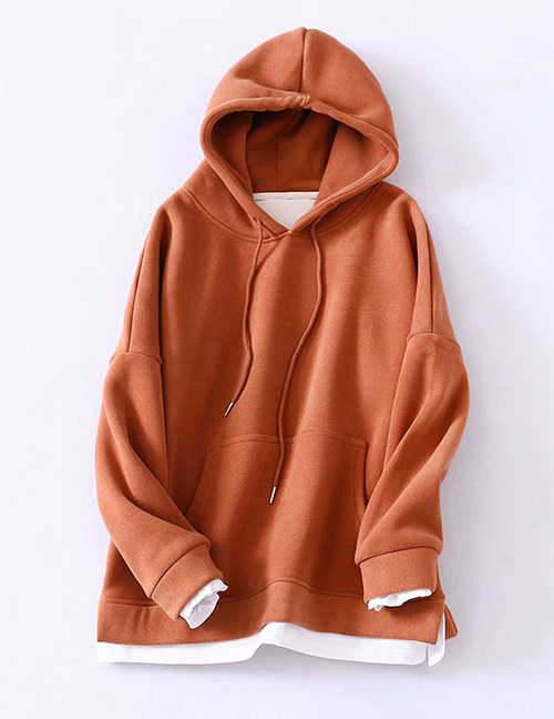 Fashion Orange Hooded Drawstring Sweatshirt