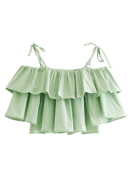 Fashion Green Tiered Ruffled Camisole