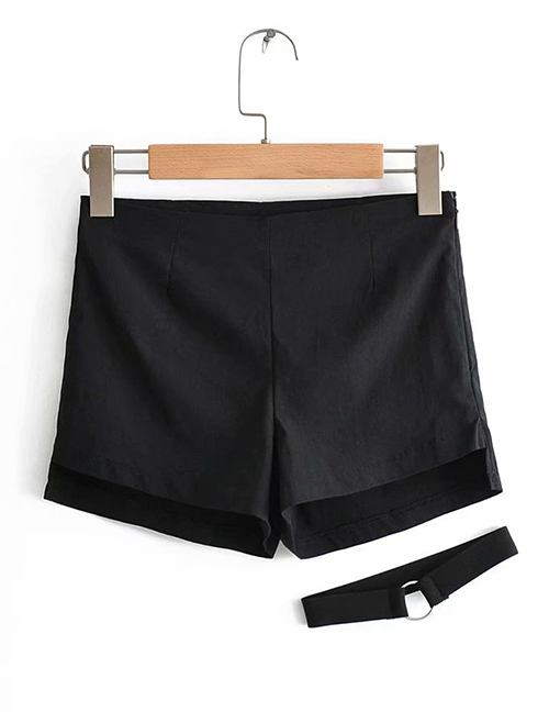 Fashion Black Front Short Back Long Casual Shorts (send Leg Ring)