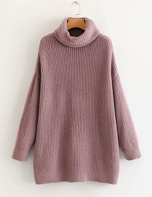 Fashion Brown Turtleneck Knitted Sweater