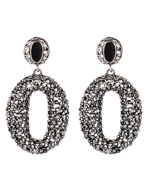 Fashion Silver Oval Earrings With Diamonds And Diamonds Earrings