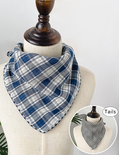 Fashion Small Grid Navy Double-sided Plaid Baby Triangle Towel