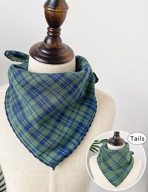 Fashion Large Grid Green Double-sided Plaid Baby Triangle Towel