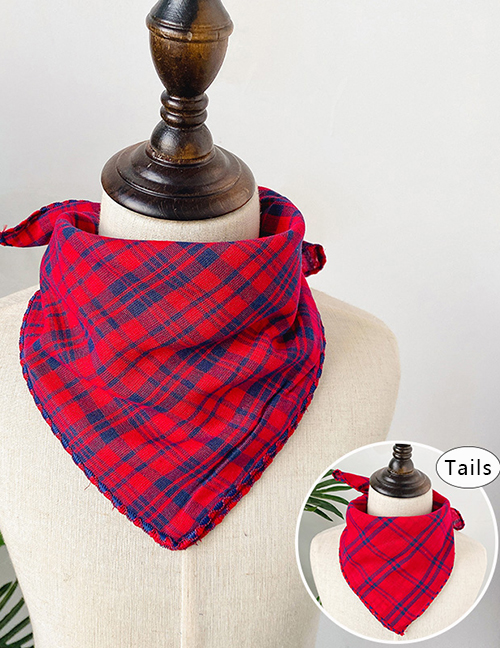 Fashion Checked Wine Red Double-sided Plaid Baby Triangle Towel