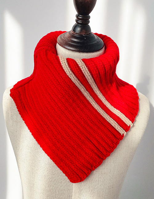 Fashion Red Contrast Wool Neck Scarf For Children