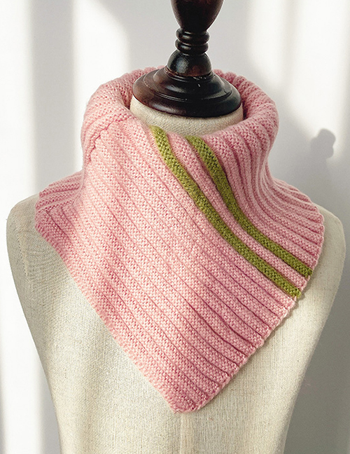 Fashion Pink Contrast Wool Neck Scarf For Children