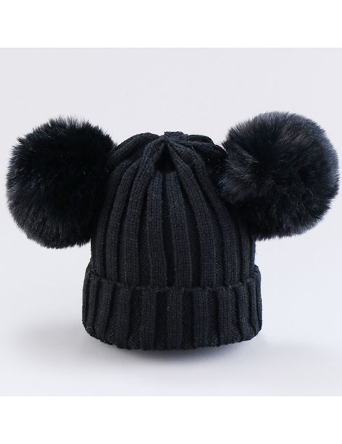 Fashion Hat-black Thread Wool Ball Wool Hat