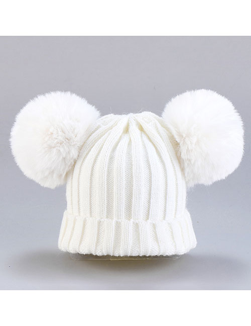 Fashion Hat-white Thread Wool Ball Wool Hat