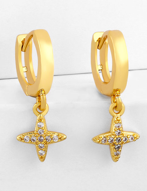 Fashion Golden Cross Diamond Earrings