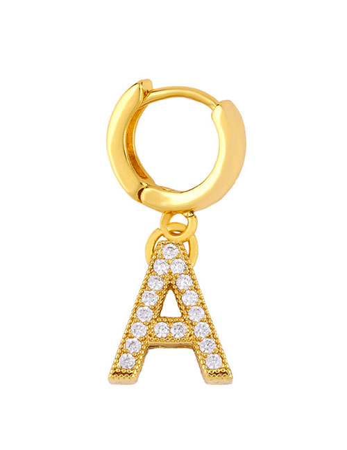 Fashion A Golden Diamond Letter Earrings