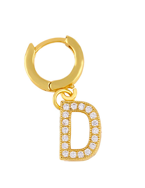Fashion D Golden Diamond Letter Earrings