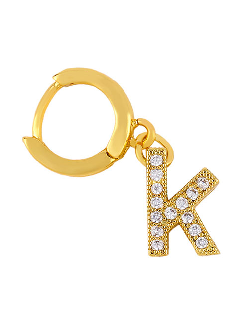 Fashion K Gold Diamond Letter Earrings
