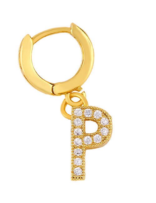 Fashion P Golden Diamond Letter Earrings