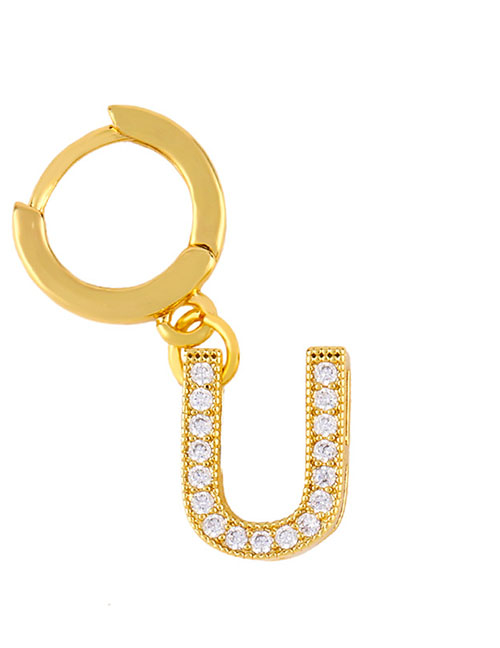 Fashion U Gold Diamond Letter Earrings