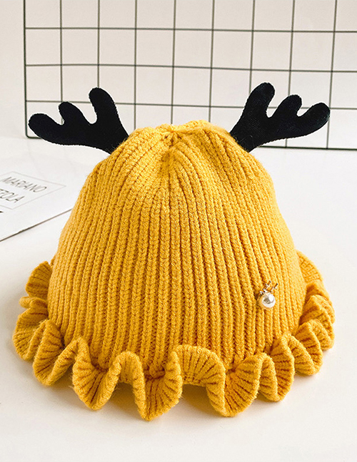 Fashion Yellow Children's Hat With Small Antlers