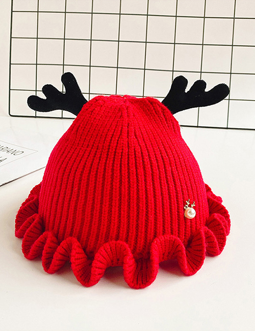 Fashion Red Children's Hat With Small Antlers