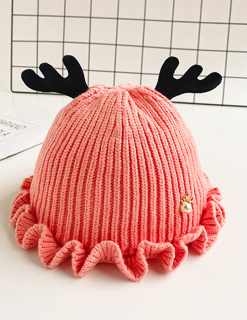 Fashion Pink Children's Hat With Small Antlers