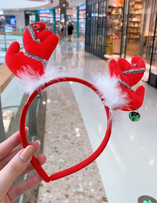 Fashion Red Feather Antlers Headband Antler Bell Child Headband