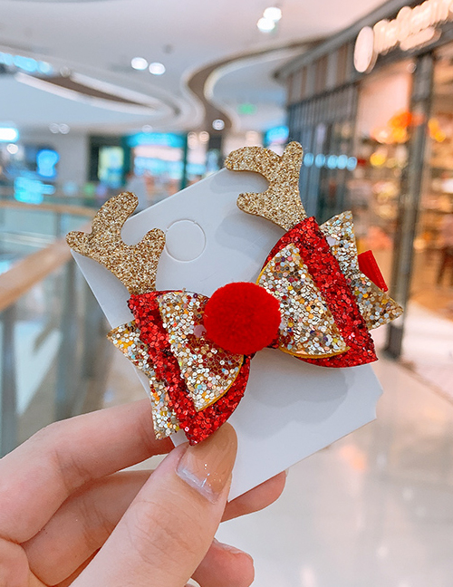 Fashion Antler Bow Bow Antlers Sequins Child Hair Clip