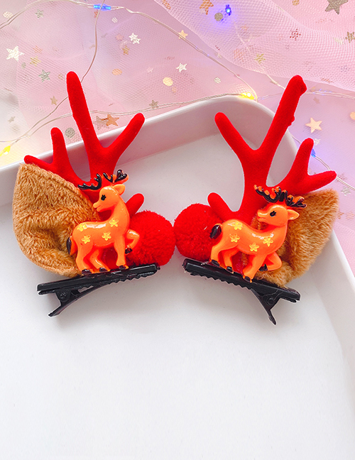 Fashion Fallow Deer Red Antlers 1 Pair Antler Elk Hair Clip Set