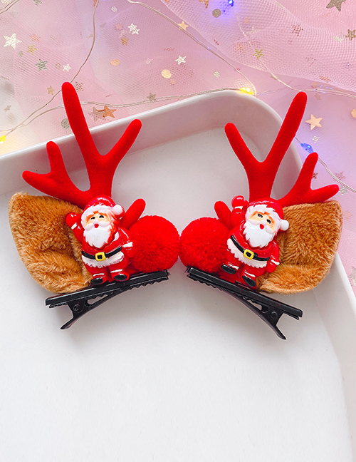 Fashion Santa Red Antlers 1 Pair Santa's Antlers Hair Clip Set