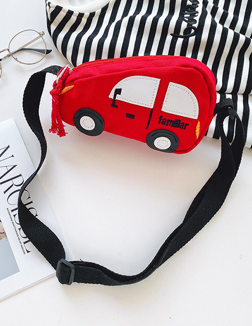 Fashion Red Stitched Contrast Car Children Shoulder Bag